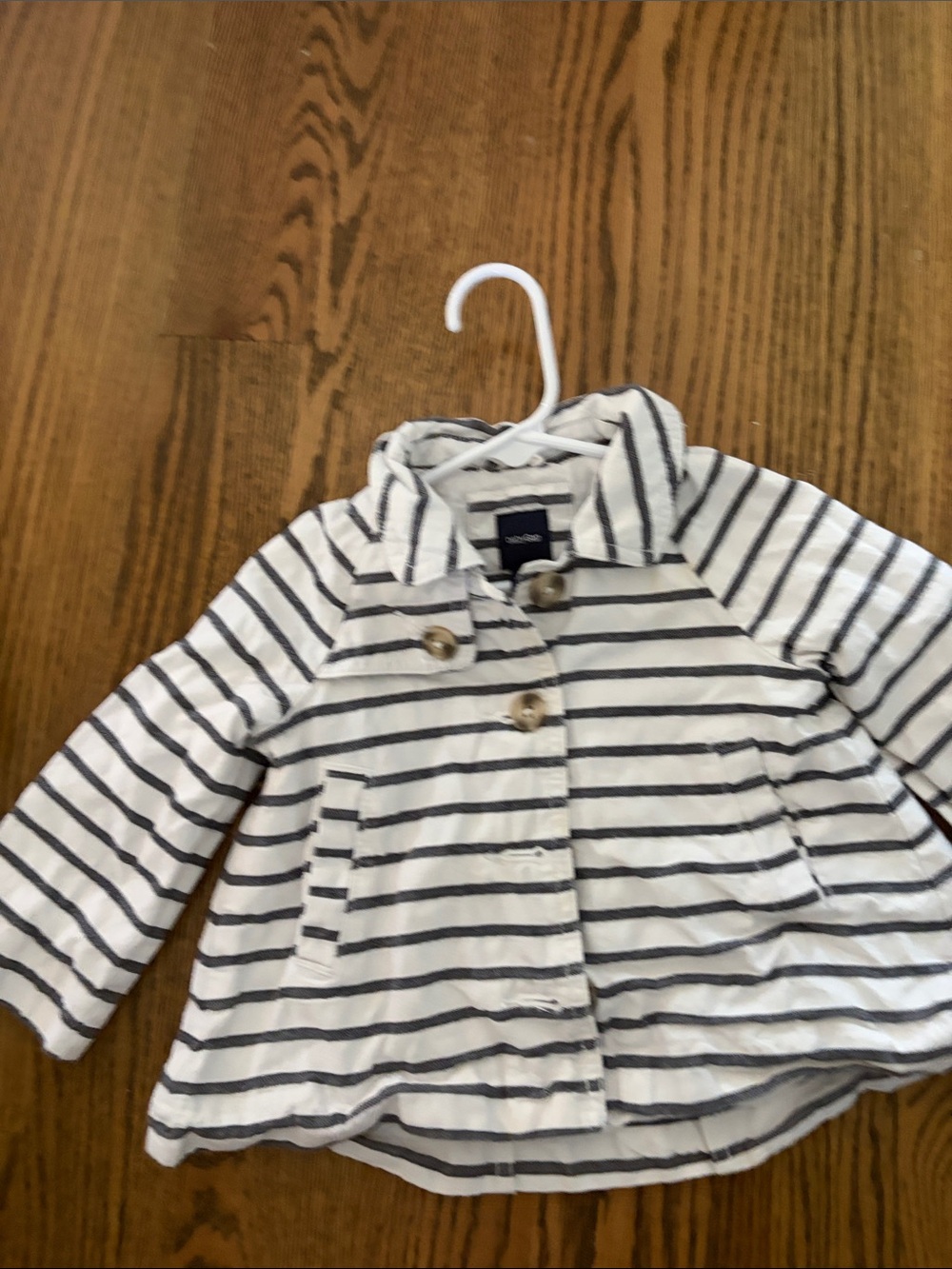 GAP White & Navy Striped Kids Peplum Fall Jacket